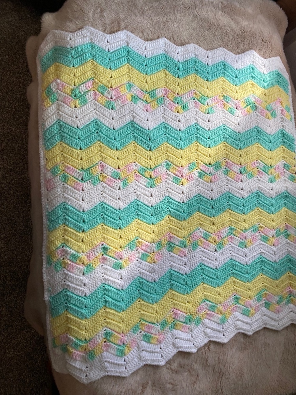 Hand crochet blanket heavy lap/baby